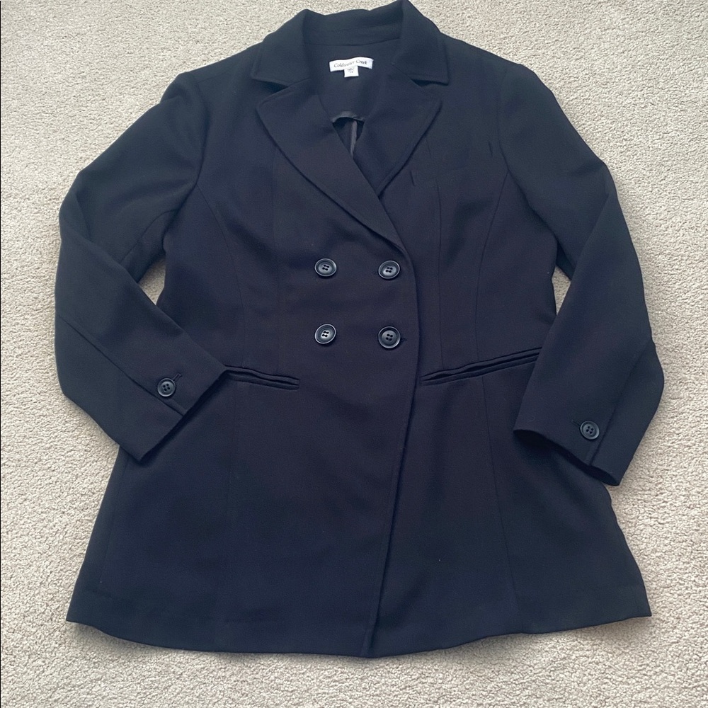 Coldwater Creek Y2K black lite weight long length Blazer jacket in size 14